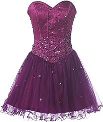 Strapless Short Corset Dropped   Waistline Satin Homecoming Dress/Prom Dress 