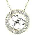 10K 2-Tone 1/10ct TDW 3-Heart Diamond Pendant - White