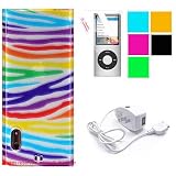 New Ipod Nano Shield Protector Cover Case Snapon for Ipod Nano 8gb 16gb 4th Generation, 5th Generation + Screen Protector + Cloth + Ipod Nano Home Wall Charger (5th generation, Rainbow)