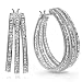 14K White Gold 1.5 Cara Diamond Tripple Hoop Earrings