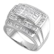 Sterling Silver Men's Ring - Clear CZ - 5mm Band Width - 21mm Face Height - Sizes: 8-14