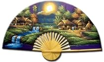 Interesting Gift Ideas 2008 - Large Painted Thai Silk & Bamboo Decorative Wall Fan - Select 40" or 60"