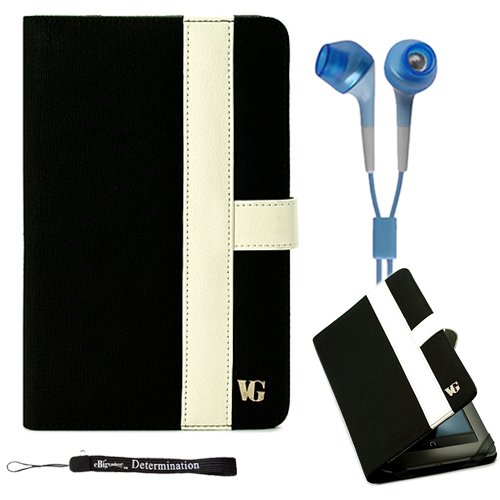 Black White Canvas Jacket Portfolio Cover Carrying Protective Case For Barnes & Noble NOOK COLOR eBook Reader Tablet + Includes a eBigValue (TM) Determination Hand Strap + Includes a Crystal Clear High Quality HD Noise Filter Ear buds Earphones Headphones ( 3.5mm Jack ) Black White Canvas Jacket Portfolio Cover Carrying Protective Case For Barnes & Noble NOOK COLOR eBook Reader Tablet + Includes a eBigValue (TM) Determination Hand Strap + Includes a Crystal Clear High Quality HD Noise Filter Ear buds Earphones Headphones ( 3.5mm Jack )