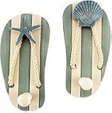 Set of 2 Wood Sandal Wall Hooks - New