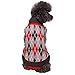 Blueberry Pet Chic Argyle All Over Dog Sweater in Charcoal and Scarlet Red, Back Length 12