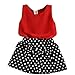 Jastore Baby Girls Clothing Sets Cute Red Vest + Dot Skirts Two Pieces Set (5-6 Years)
