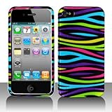 Premium - Apple iPhone 4 Rainbow Zebra Cover - Faceplate - Case - Snap On - ....