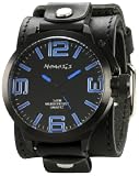 Nemesis Men's LBB061K Signature IP coating Teardrop Black Dial Leather Cuff Watch