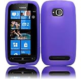 Purple Cell Phone Silicone Case / Executive Protector Skin Cover Lumia 710