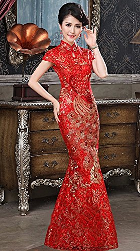 ドレス ワンピース チャイナ チャイナドレス ロング イブニングドレス マキシ 刺繍 ヴィンテージ セクシー フレア ２次会 エレガンス 花柄 美脚 デート パーティ 秋物 冬物 可愛いスカーフ付き R151