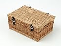 Buff Wicker Hamper Basket with Dark Leather Straps