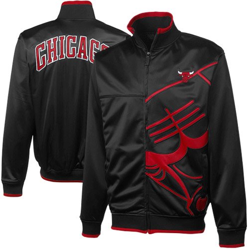 NBA Chicago Bulls Vanguard Full Zip Track Jacket - Black (X-Large)