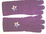 G242, Purple Angora Wool Gloves Trimmed with Star American Flag for Men Women and Teens