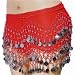 Sporting Goods : SEXY BELLY DANCER COSTUME HIP SCARF - RED WITH SILVER COINS