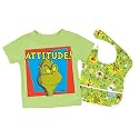 Bumkins Toddler Gift Set - Tee and Bib - Dr. Seuss Grinch