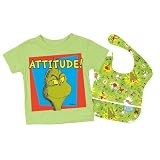 Bumkins Toddler Gift Set - Tee and Bib - Dr. Seuss Grinch