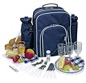 Picknickrucksack Picknicktasche mit Inhalt f&uuml;r 4 Personen mit integrierter K&uuml;hltasche
