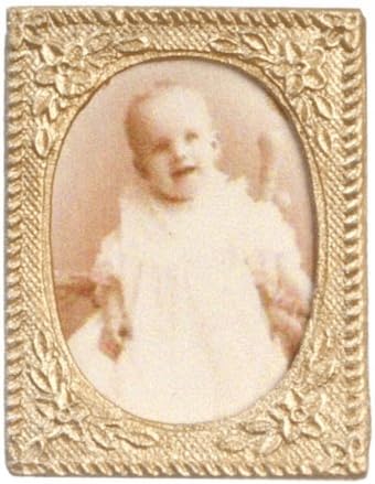 Miniature Artwork Tin Frame of a Vintage Baby Portrait