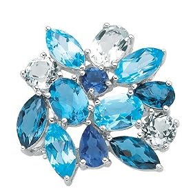 Blue Topaz, Iolite and White Topaz Pin by Reeds