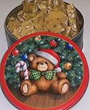 Scott's Cakes Walnut Brittle in a Christmas Teddy Bear Tin