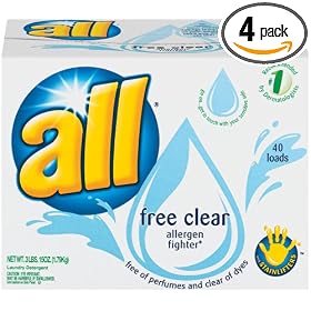 All Powder Laundry Detergent, Free Clear Allergen Fighter, 40-Load Box (Pack of 4)