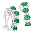 14K White Gold Emerald and Diamond Earrings