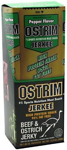 Ostrim Jerkee, Ostrich &amp; Beef Snack, Pepper, 10 Packages