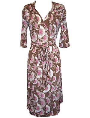 Fan Print Wrap-Around Plus Size Dress