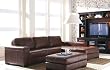 Contemporary Brown 100% Leather Sectional Sofa