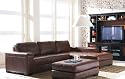 Contemporary Brown 100% Leather Sectional Sofa