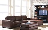 Contemporary Brown 100% Leather Sectional Sofa