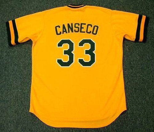 JOSE CANSECO Oakland Athletics Majestic Cooperstown Throwback Baseball Jersey, LARGE