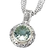 925 Silver & Green Amethyst Round Scroll Pendant with 18k Gold Accents