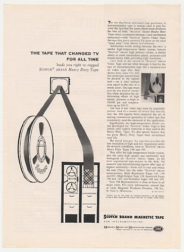 1961 Scotch Magnetic Video Tape Network TV Shows Print Ad