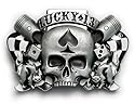 Lucky 13 SKULL PISTONS LIGHTER Belt Buckle with Bottle Opener
