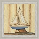 Ii Sailboat Star Folk Art Nautical Decor Print Framed