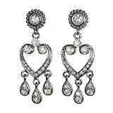 Earrings - E120 - Crystal Heart Chandelier (Sm) ~ Clear