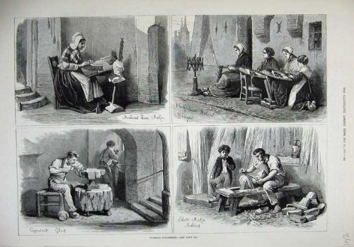 1879 FLEMISH INDUSTRIES LACE MAKER COPPERSMITH SOCK
