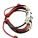 Celokiy Flowers Blue Bead Multistrand Wine Red Leather Adjustable Bracelet