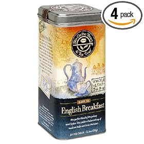 The Coffee Bean & Tea Leaf, Tea, English Breakfast, 20-Count Tins (Pack of 4)