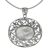 Sterling Silver Mother of Pearl Filigree Fashion Necklace