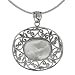 Sterling Silver Mother of Pearl Filigree Fashion Necklace