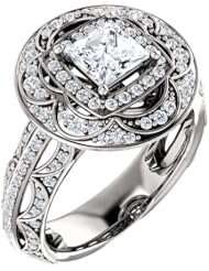 10K White Gold Princess Cut Diamond Ring -- LIFETIME WARRANTY