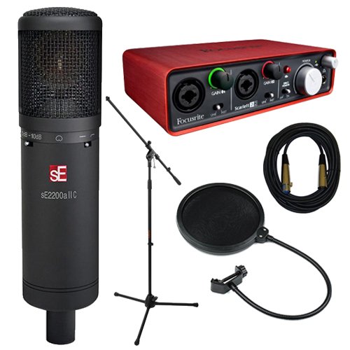 Focusrite sE Electronics 2200a II Cardioid Condenser Microphone + Focusrite Scarlett 2i2 USB Interface Bundle
