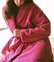 Plush Microfiber Bathrobe - 100% Plush Microfiber - Soft, Warm, and Lightweight, Medium, Berry