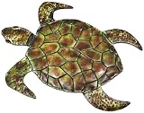 23 Inch Metal Sea Turtle Wall Sculpture Nautical Ocean