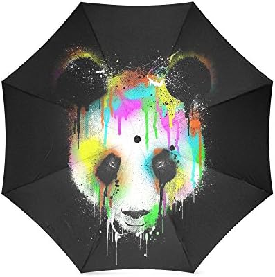 Hot Sale Christmas Day Gift Colorful Panda Face Art Foldable Umbrella Compact Umbrella