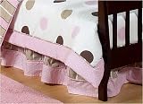 JoJo Designs Bed Skirt for Crib and Toddler Set - Pink and Brown Modern Polka Dots