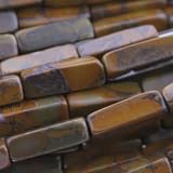 Bamboo Jasper : Square Tube-Plain - 13mm Height, 4mm Width, Sold by: 7 Inch Strand with Angel Mountain Beads Heart Charm (.625 x .570 inches)