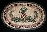 Pineapple Welcome | Hand Printed | Braided Rug | 20 Inches by 30 Inches | Jute